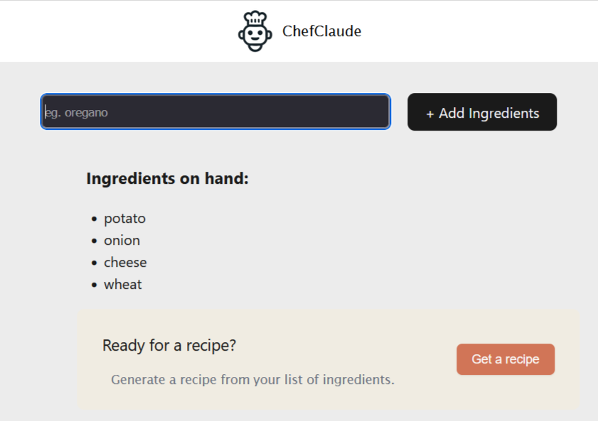 Ingredient input interface