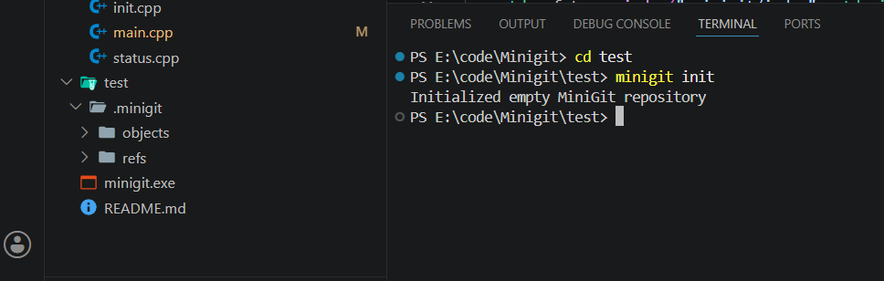 Repository initialization from terminal